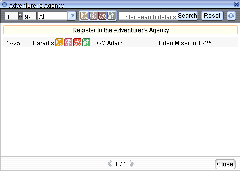 Adventurer's Agency Search Screenshot